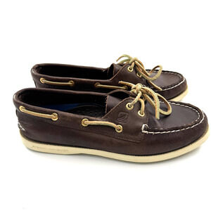 Sperry Topsider 2-Eye Boat Shoe Deck Brown Leather 9195017 Women’s 7